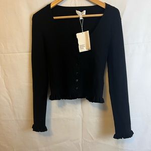 & Other Stories cropped black cardigan, with ruffle trim on cuff and hem. BNWT L